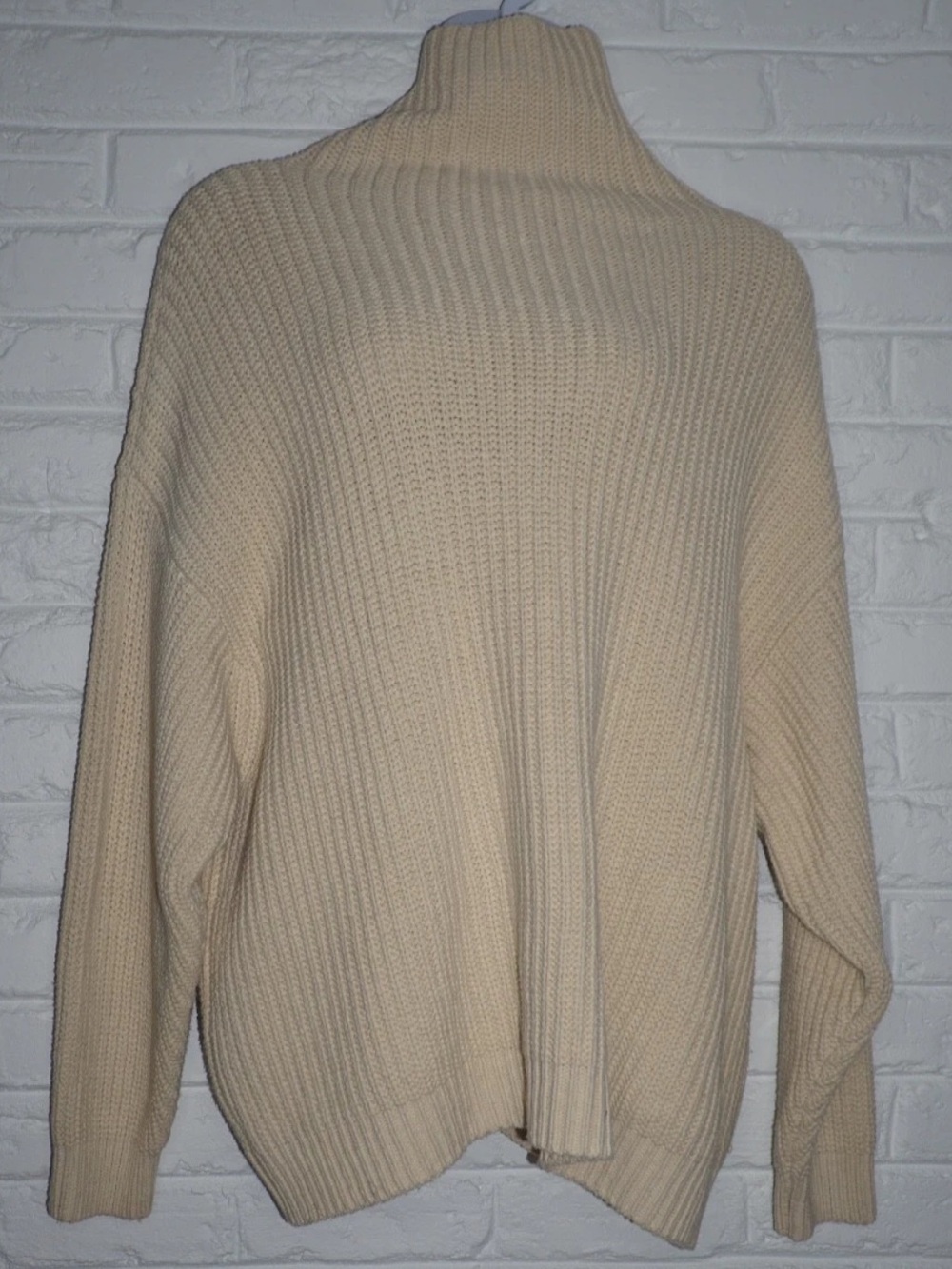 Free People Swim Too Deep Cream Turtleneck Oversized Sweater Size: Large Cozy